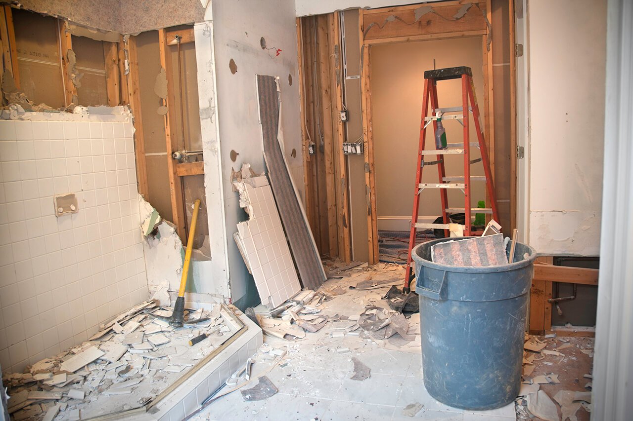 Demolition and tear-out before a remodel